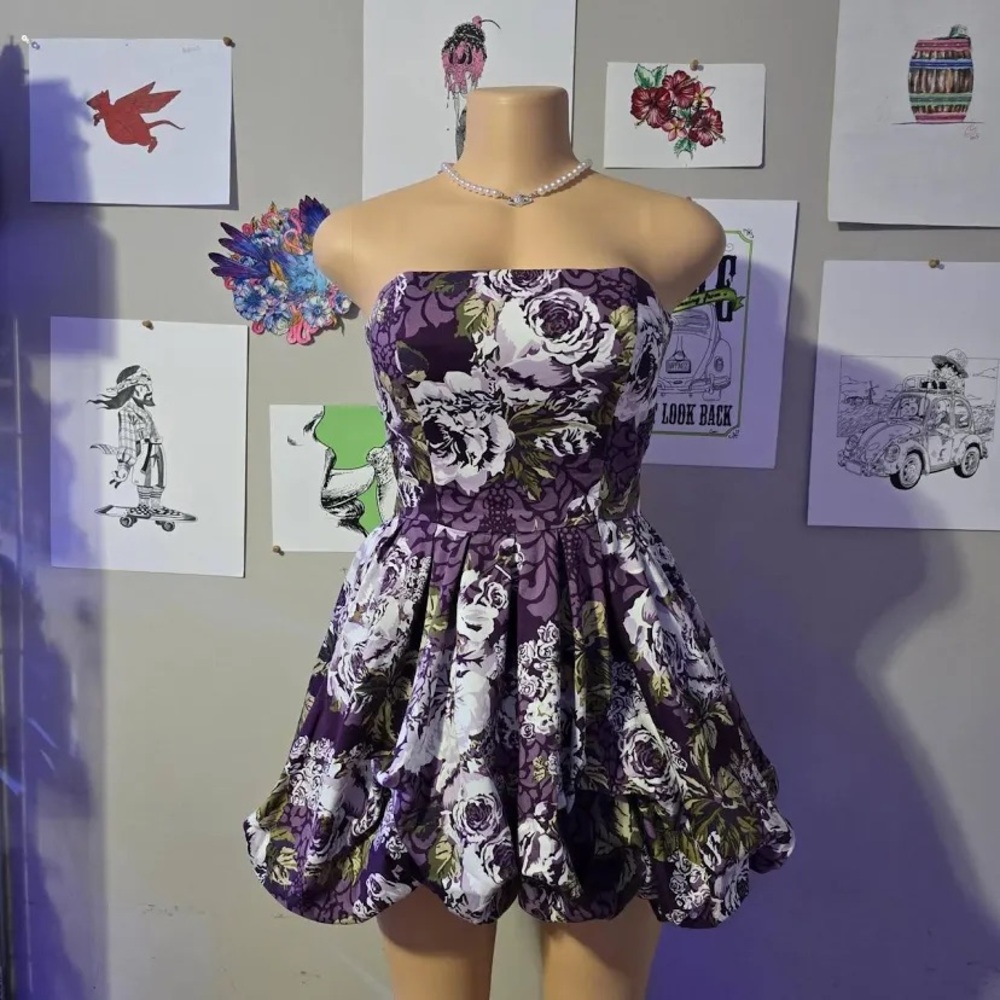 Charlotte Russe Purple and White Strapless Dress